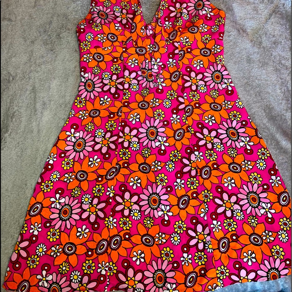 Handmade 60s print Halter Dress